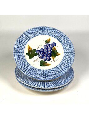 Set of 3 Jay Willfred Andrea by Sadek Fruit Plates Basketweave Border Portugal